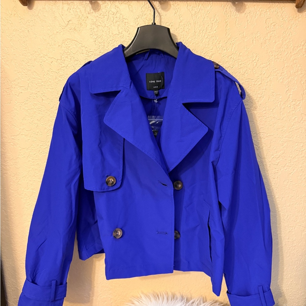 Love Tree Women's Vibrant Blue Trench Coat